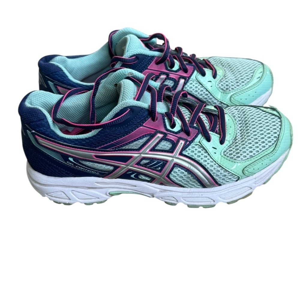 Donated to Philippines—-ASICS Green and Pink Athletic Shoes with Mesh Upper - Picture 9 of 16